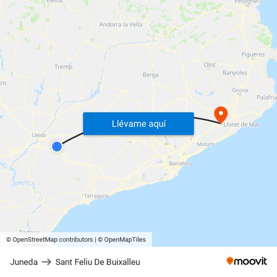 Juneda to Sant Feliu De Buixalleu map