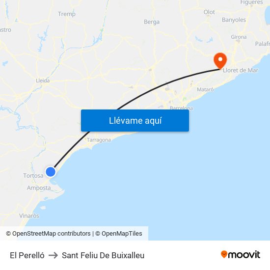 El Perelló to Sant Feliu De Buixalleu map