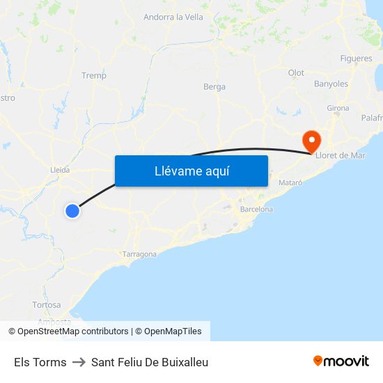 Els Torms to Sant Feliu De Buixalleu map