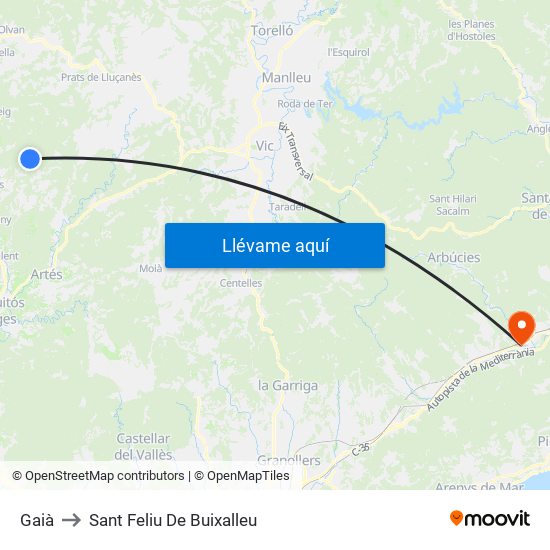 Gaià to Sant Feliu De Buixalleu map