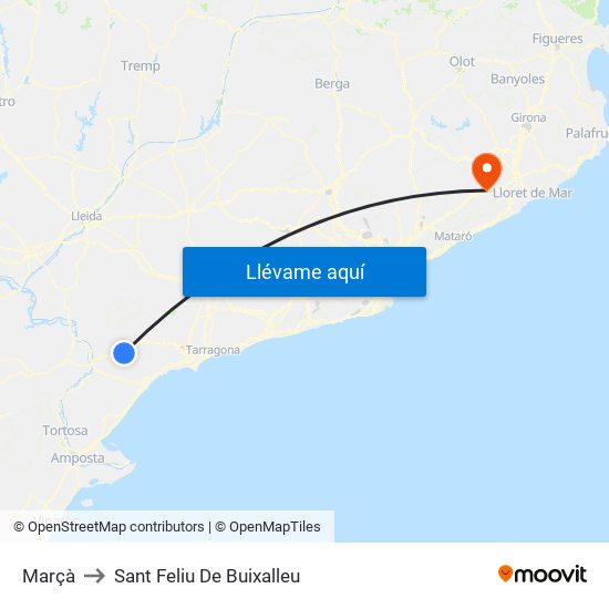 Marçà to Sant Feliu De Buixalleu map