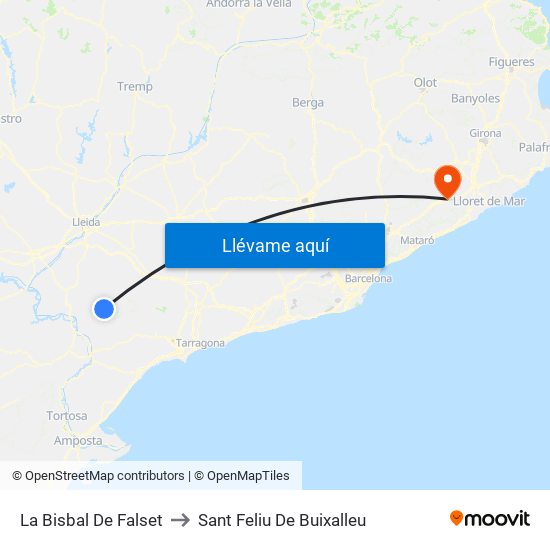 La Bisbal De Falset to Sant Feliu De Buixalleu map