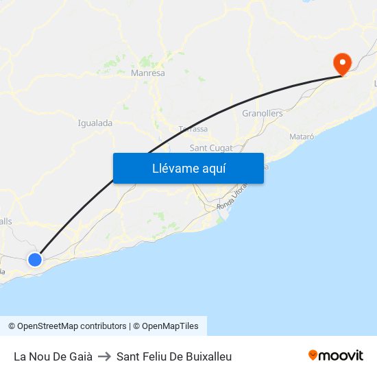 La Nou De Gaià to Sant Feliu De Buixalleu map