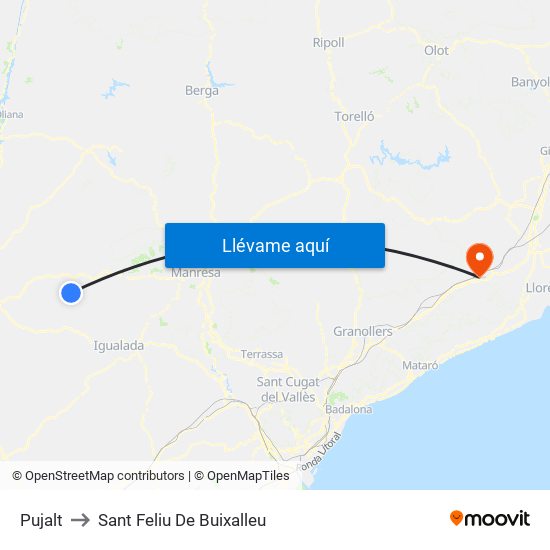 Pujalt to Sant Feliu De Buixalleu map