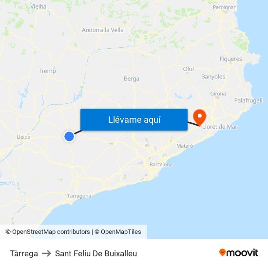 Tàrrega to Sant Feliu De Buixalleu map