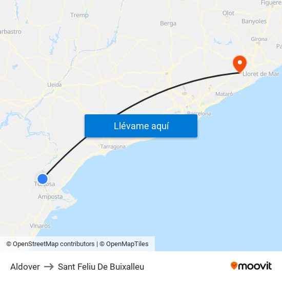 Aldover to Sant Feliu De Buixalleu map