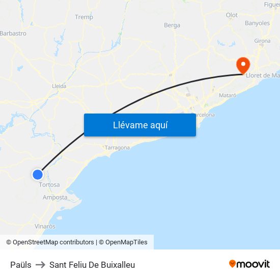 Paüls to Sant Feliu De Buixalleu map