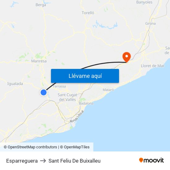 Esparreguera to Sant Feliu De Buixalleu map