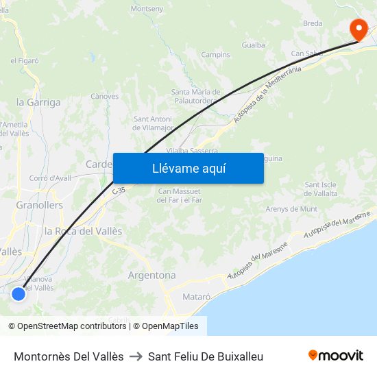 Montornès Del Vallès to Sant Feliu De Buixalleu map