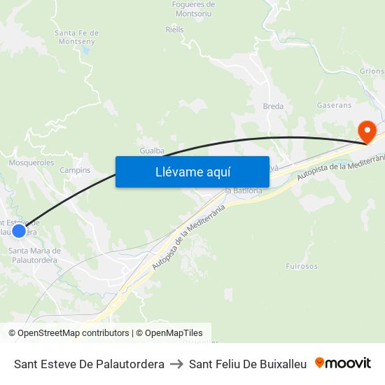 Sant Esteve De Palautordera to Sant Feliu De Buixalleu map