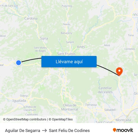 Aguilar De Segarra to Sant Feliu De Codines map
