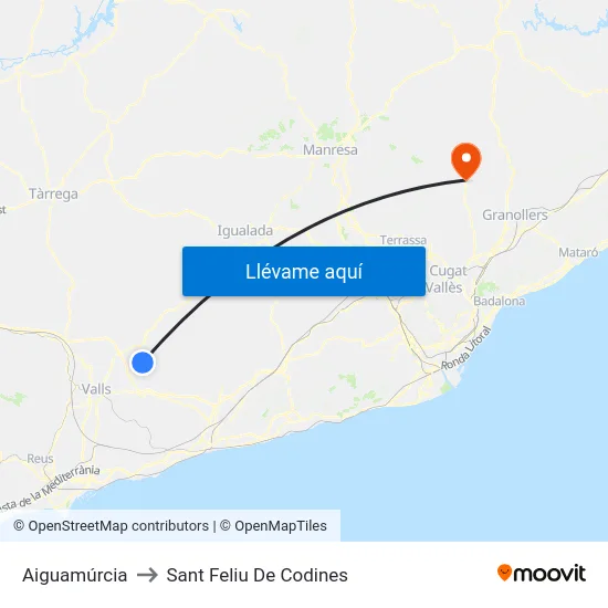 Aiguamúrcia to Sant Feliu De Codines map