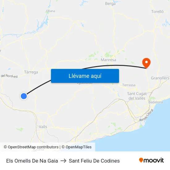 Els Omells De Na Gaia to Sant Feliu De Codines map