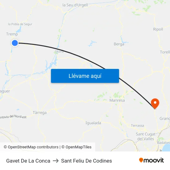 Gavet De La Conca to Sant Feliu De Codines map