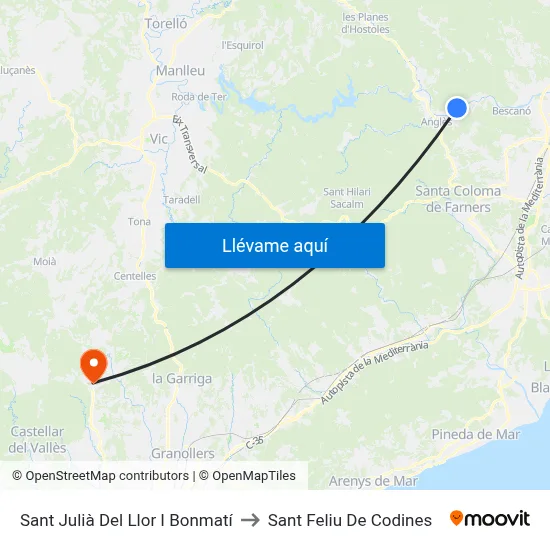 Sant Julià Del Llor I Bonmatí to Sant Feliu De Codines map