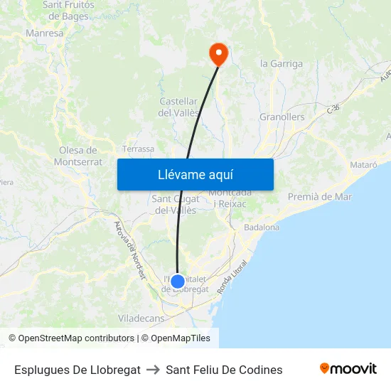 Esplugues De Llobregat to Sant Feliu De Codines map