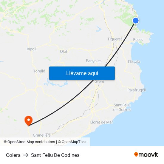 Colera to Sant Feliu De Codines map