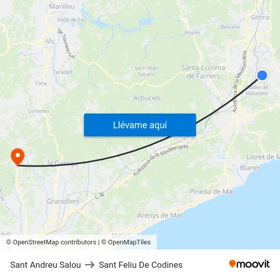 Sant Andreu Salou to Sant Feliu De Codines map