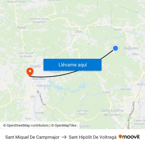 Sant Miquel De Campmajor to Sant Hipòlit De Voltregà map