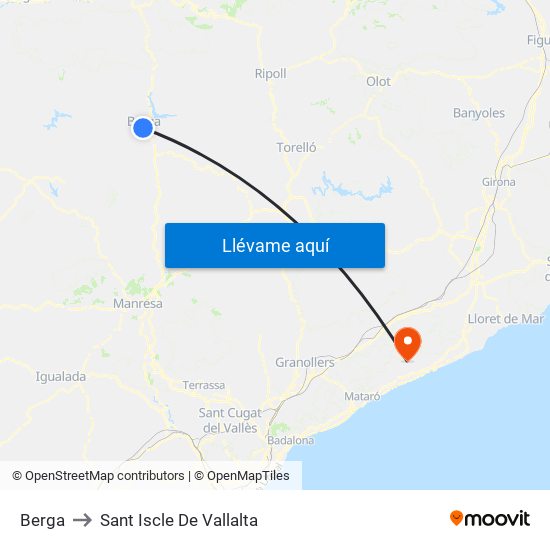 Berga to Sant Iscle De Vallalta map