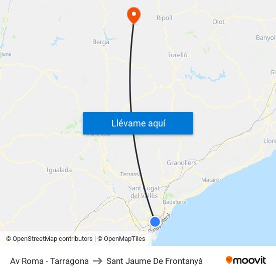 Av Roma - Tarragona to Sant Jaume De Frontanyà map