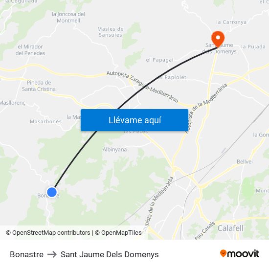 Bonastre to Sant Jaume Dels Domenys map