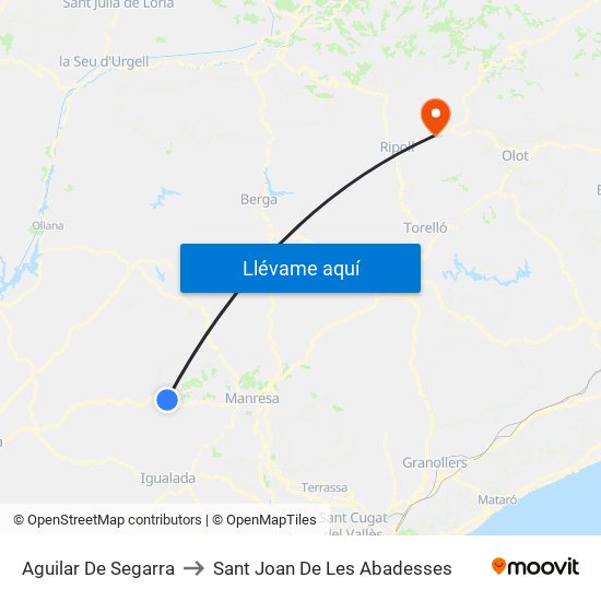 Aguilar De Segarra to Sant Joan De Les Abadesses map