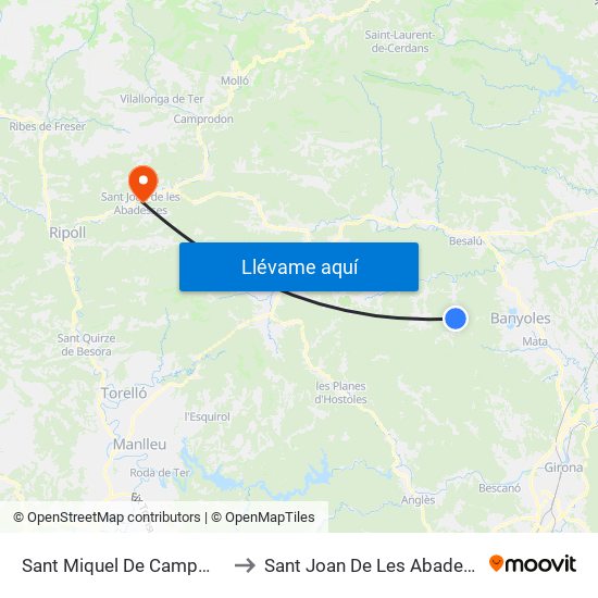 Sant Miquel De Campmajor to Sant Joan De Les Abadesses map