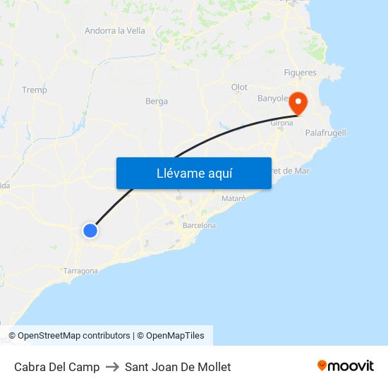 Cabra Del Camp to Sant Joan De Mollet map
