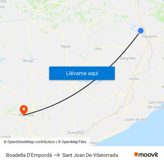 Boadella D'Empordà to Sant Joan De Vilatorrada map