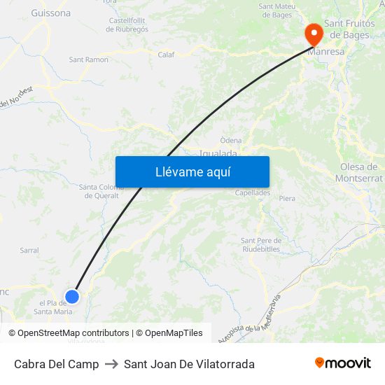 Cabra Del Camp to Sant Joan De Vilatorrada map
