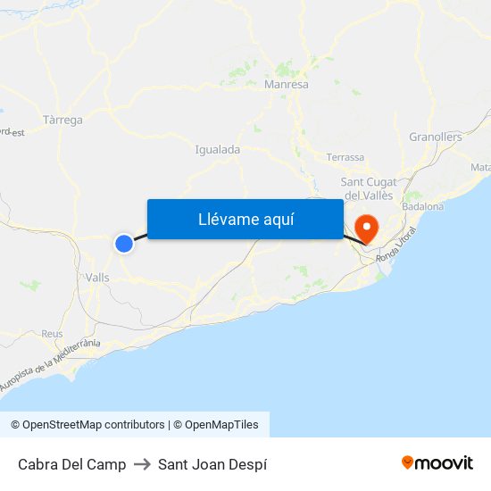 Cabra Del Camp to Sant Joan Despí map