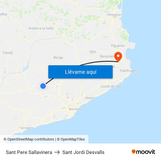 Sant Pere Sallavinera to Sant Jordi Desvalls map