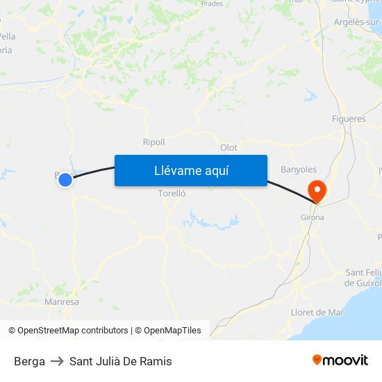 Berga to Sant Julià De Ramis map