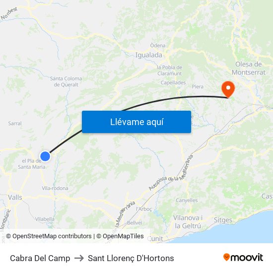 Cabra Del Camp to Sant Llorenç D'Hortons map