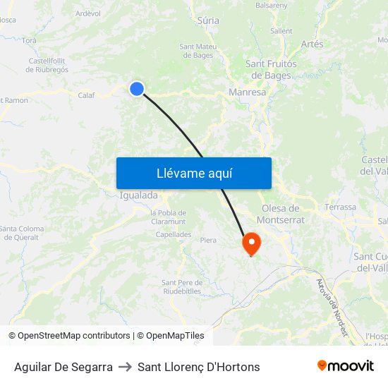 Aguilar De Segarra to Sant Llorenç D'Hortons map