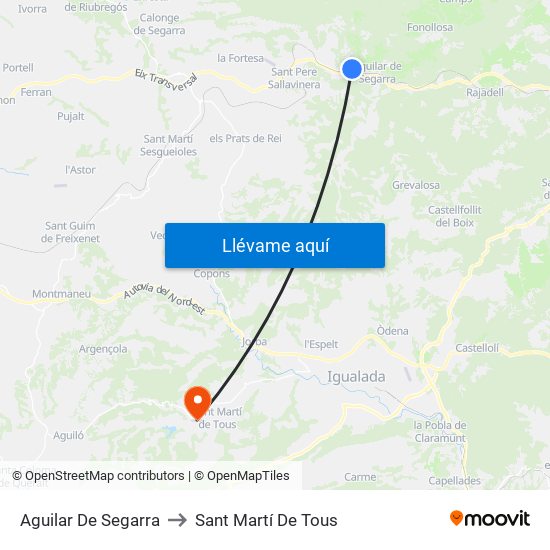 Aguilar De Segarra to Sant Martí De Tous map