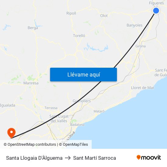 Santa Llogaia D'Àlguema to Sant Martí Sarroca map
