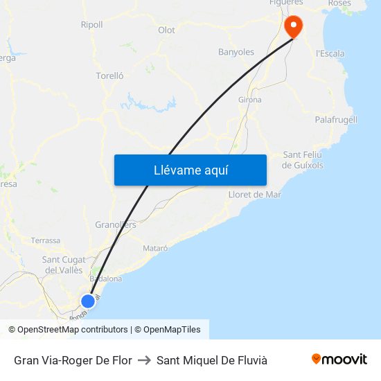 Gran Via-Roger De Flor to Sant Miquel De Fluvià map