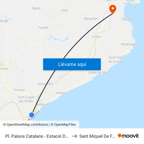 Pl. Països Catalans - Estació De Sants to Sant Miquel De Fluvià map