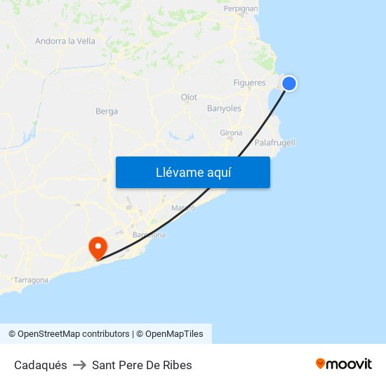 Cadaqués to Sant Pere De Ribes map