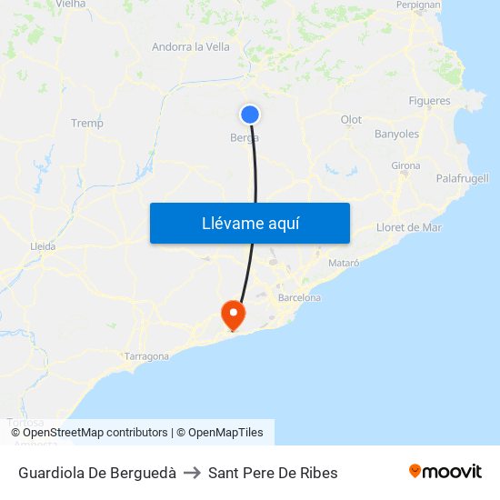 Guardiola De Berguedà to Sant Pere De Ribes map