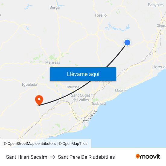 Sant Hilari Sacalm to Sant Pere De Riudebitlles map
