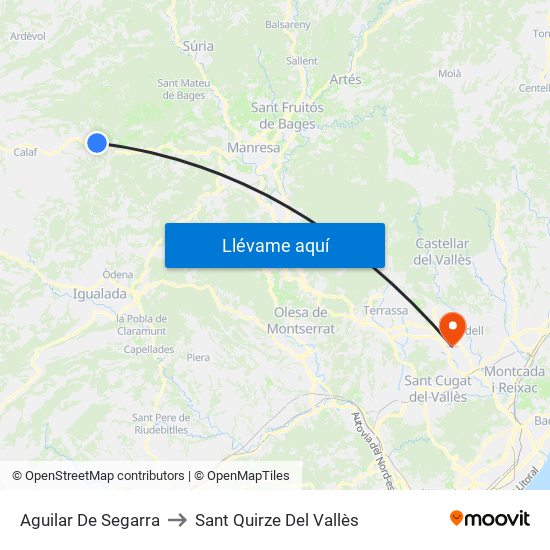 Aguilar De Segarra to Sant Quirze Del Vallès map