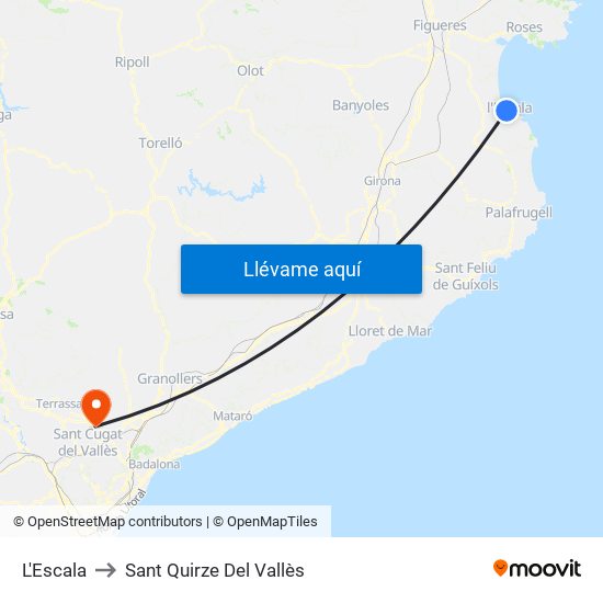L'Escala to Sant Quirze Del Vallès map