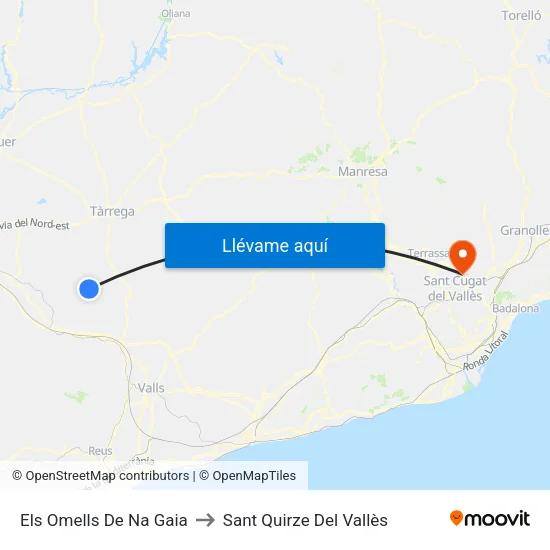 Els Omells De Na Gaia to Sant Quirze Del Vallès map