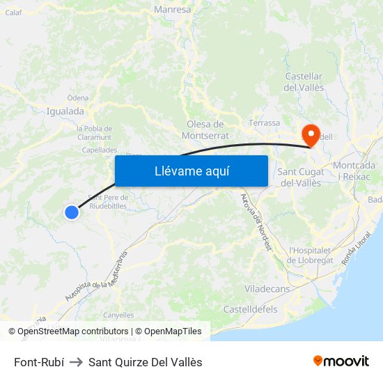 Font-Rubí to Sant Quirze Del Vallès map