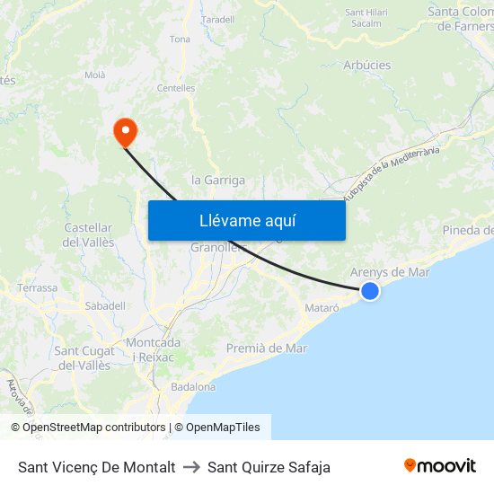 Sant Vicenç De Montalt to Sant Quirze Safaja map