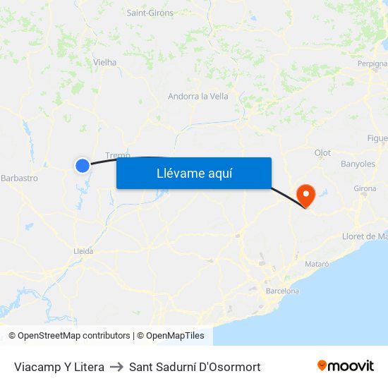 Viacamp Y Litera to Sant Sadurní D'Osormort map