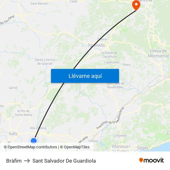 Bràfim to Sant Salvador De Guardiola map